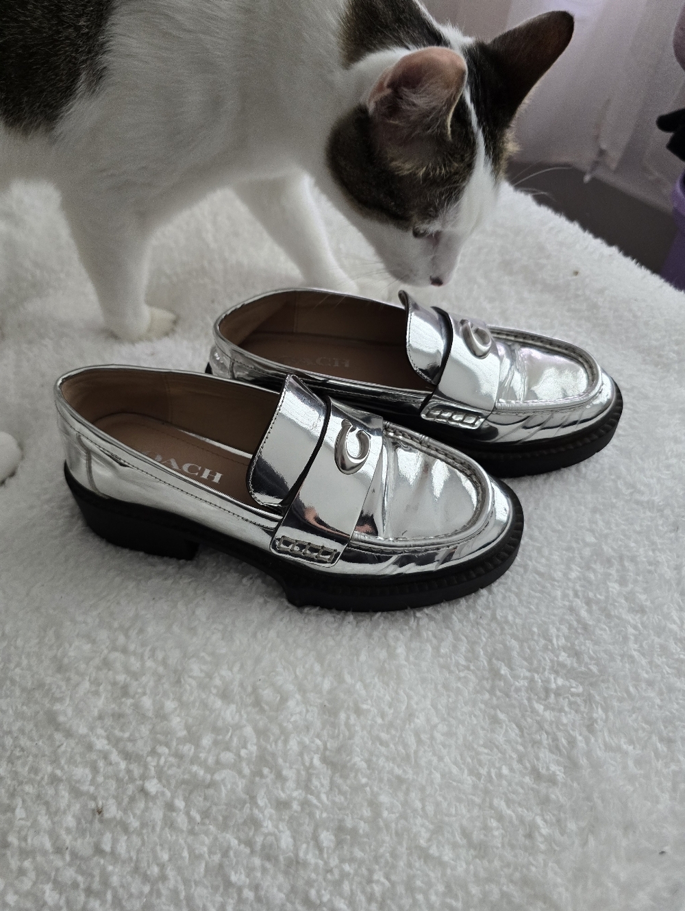 coach metallic loafers